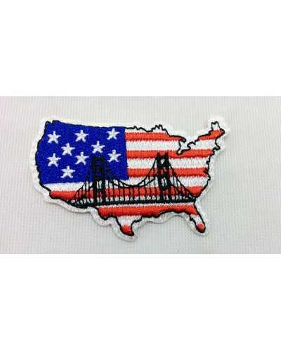 Iron-on application marbet patch embroidered united states america star bridge 60x35 mm