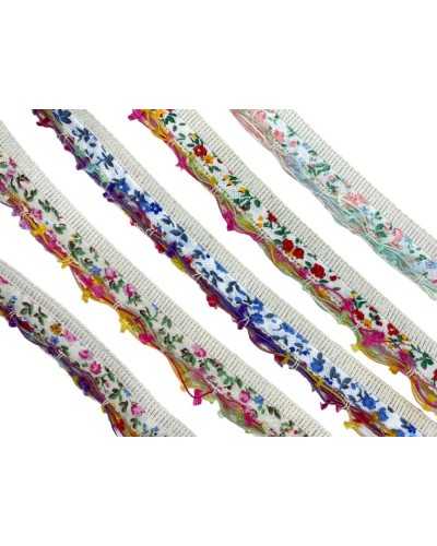 Passementerie Frange Défilé Fleurs Provençales Coton Imprimé 18 Mm De Haut