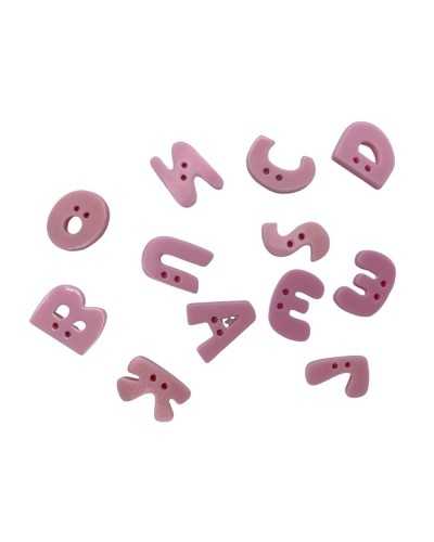 Button 2 Pink Holes Letter Alphabet Italic Resin High 18x13 Mm