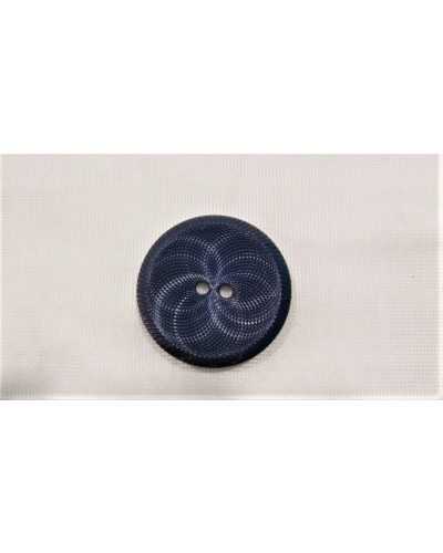 Knopf aus Kunstharz, gerändelt, Kreise, zwei Löcher, Größe 24, 15 x 15 mm
