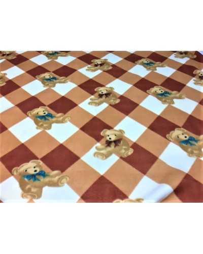 Rhombus anti-pilling fleece fabric with printed teddy bear 150 cm high