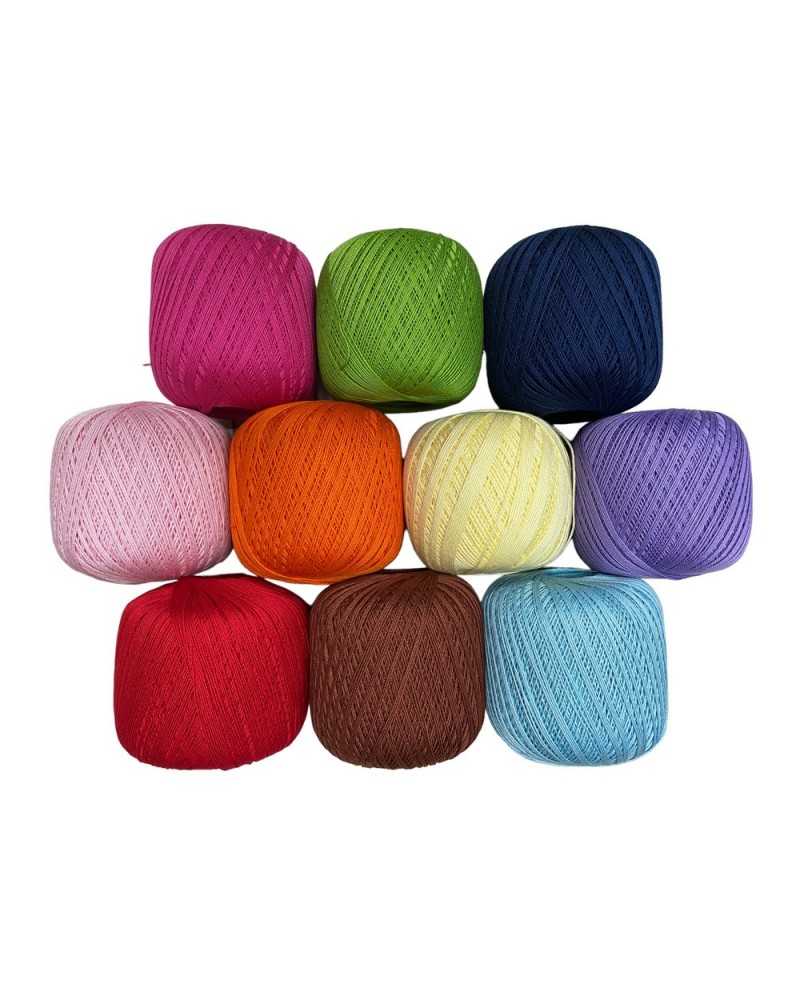 10 Ovillos n.8 Hilo Escocia Crochet Algodon 100 gr Colores Surtidos