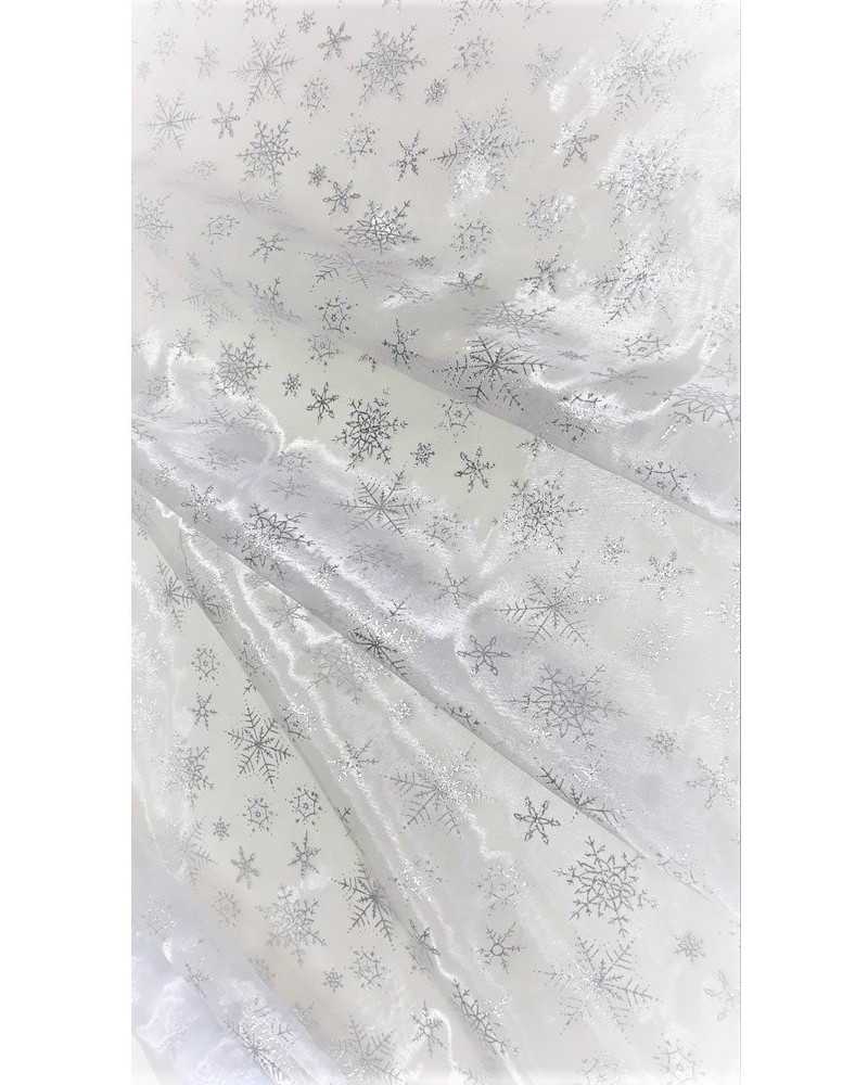 Tela organza estampado princesa estrella hielo blanco plata alto 150cm