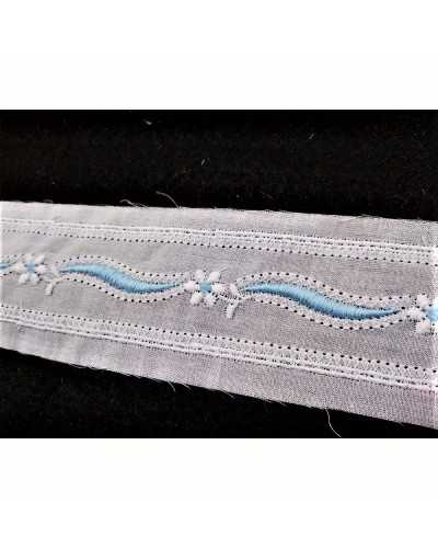 Passementerie Cloison Bord Blanc Sangallo Dentelle Brodée Pur Coton Motif Fleur 3 Cm De Haut