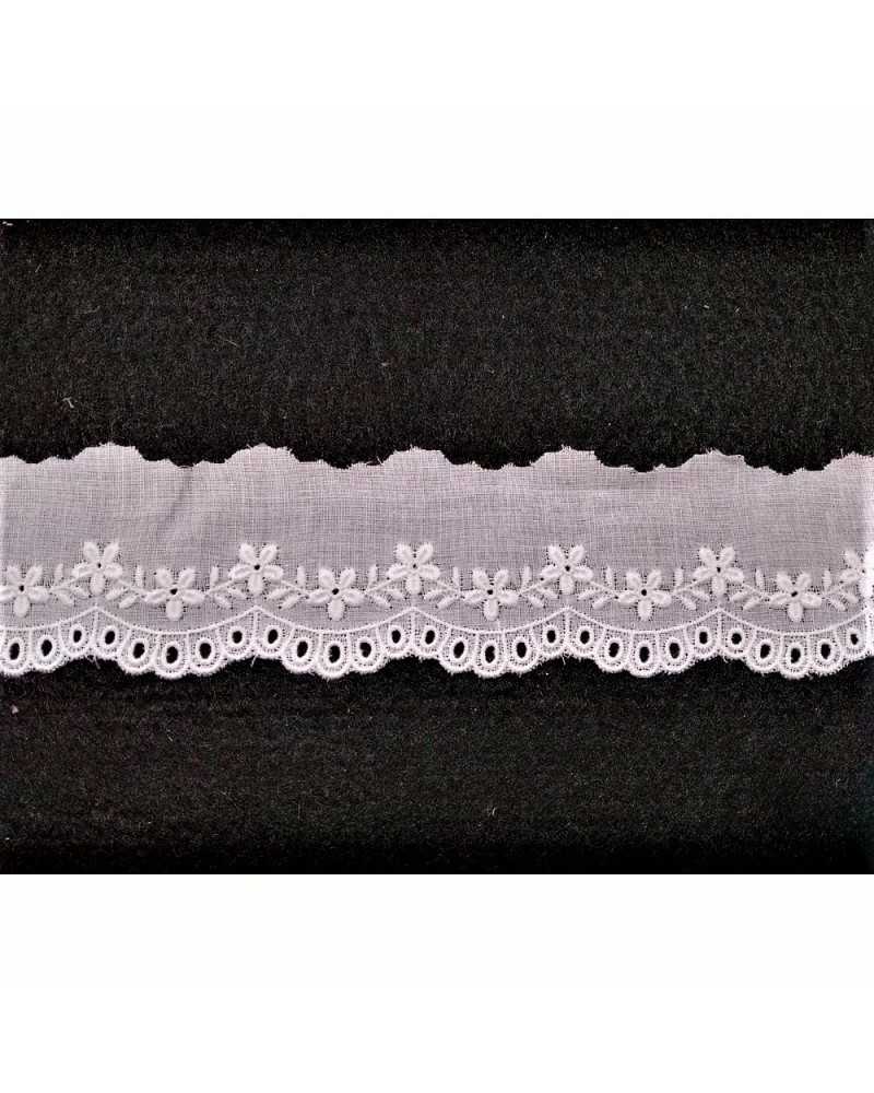 TOMASELLI MERCERIA Passamaneria Pizzo Sangallo Bianco Ricamo Fiore Riga  Traforato Smerlato Alto 14,5 Cm : : Casa e cucina