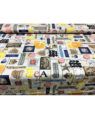 50 cm Upholstery fabric printed loneta seafaring design beach summer 280 cm high