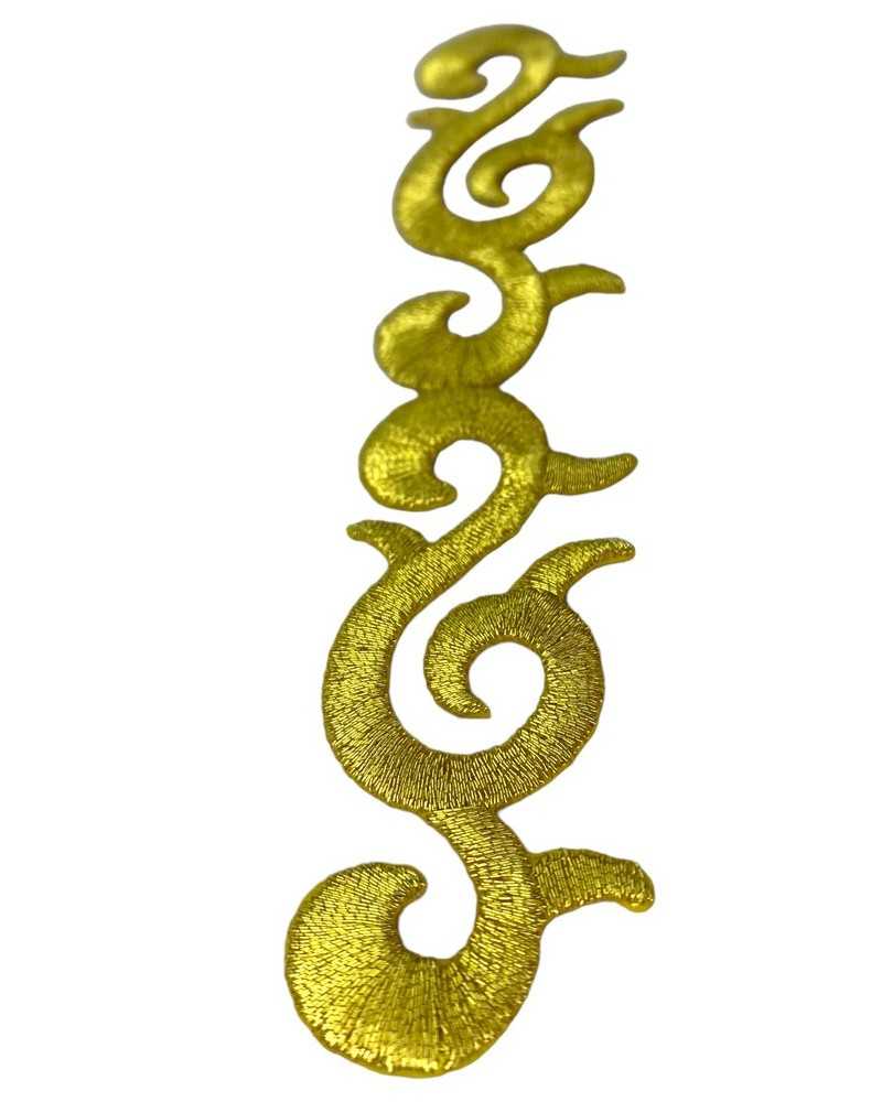 50 Cm Pasamanería Termoadhesiva Bordado Hilo Lurex Dorado Diseño Espiral  Infinito Alto 3 Cm