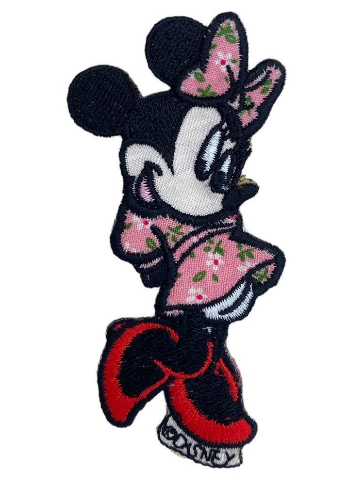 Minnie Mouse Cartoon Character Pink Bow Embroidered Iron On Patch
