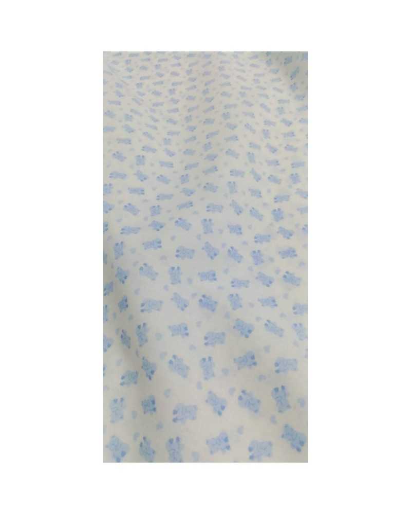 50 cm Tessuto a metro cotone stampato orsetti celeste fondo bianco alto 150  cm