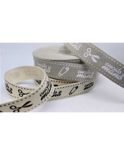 15 mm high handmade printed cotton webbing ribbon