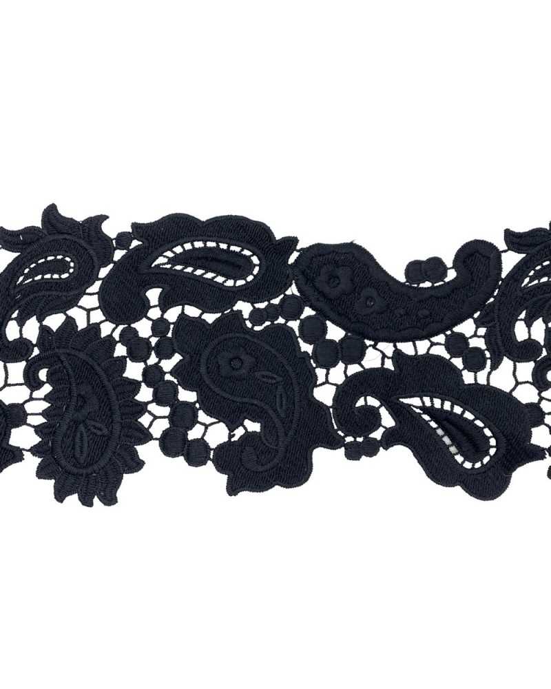 80 Cm Passamaneria Nero Pizzo Merletto Tramezzo Macramè Ricamo Disegno  Cashmere Fiori Alto 12 Cm