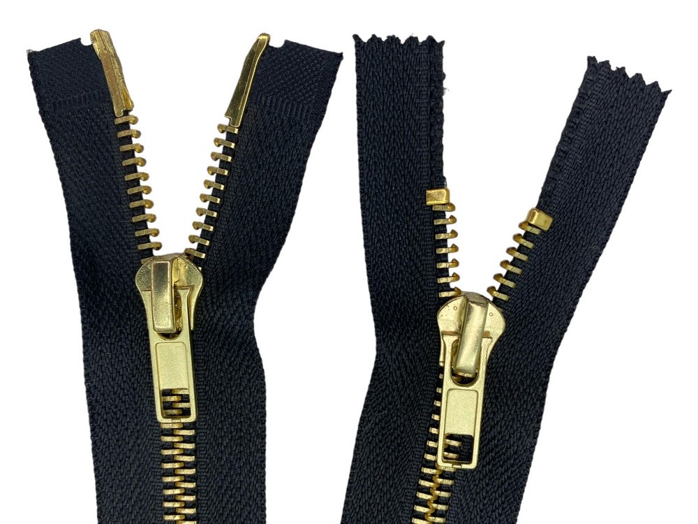 Cerniera Zip Lampo Chiusura Metallo Ottone Catena Oro Doppio Cursore  Sganciabile Cm 80