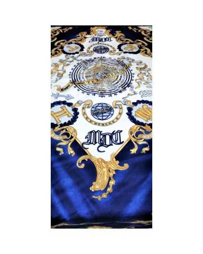 Blue and yellow sailor printed nylon fabric 150cm high